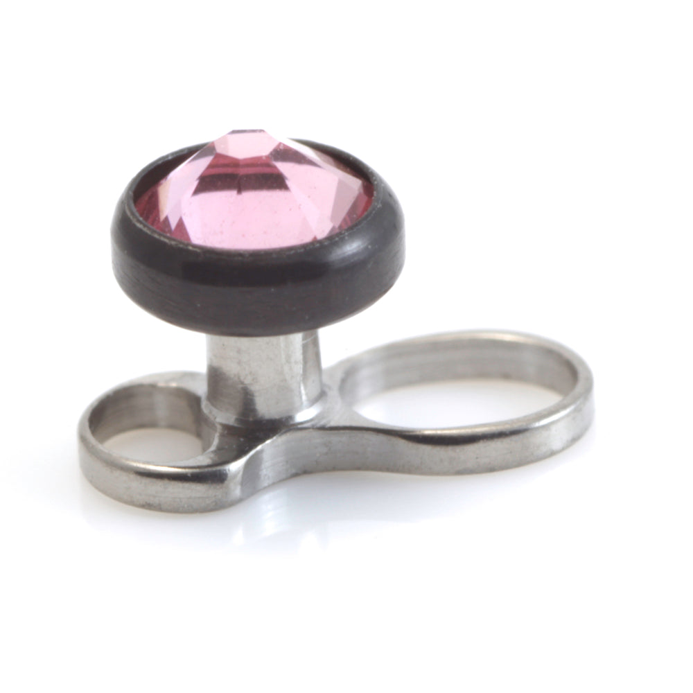 Titanium Internal Thread Micro Dermal Anchor with Evil Black Gem Disk
