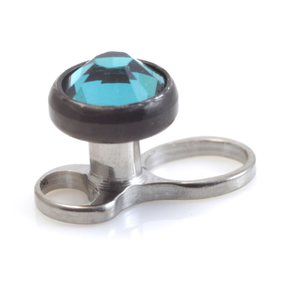 Titanium Internal Thread Micro Dermal Anchor with Evil Black Gem Disk
