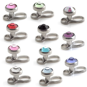 Titanium Internal Thread Micro Dermal Anchor with Gem Disk