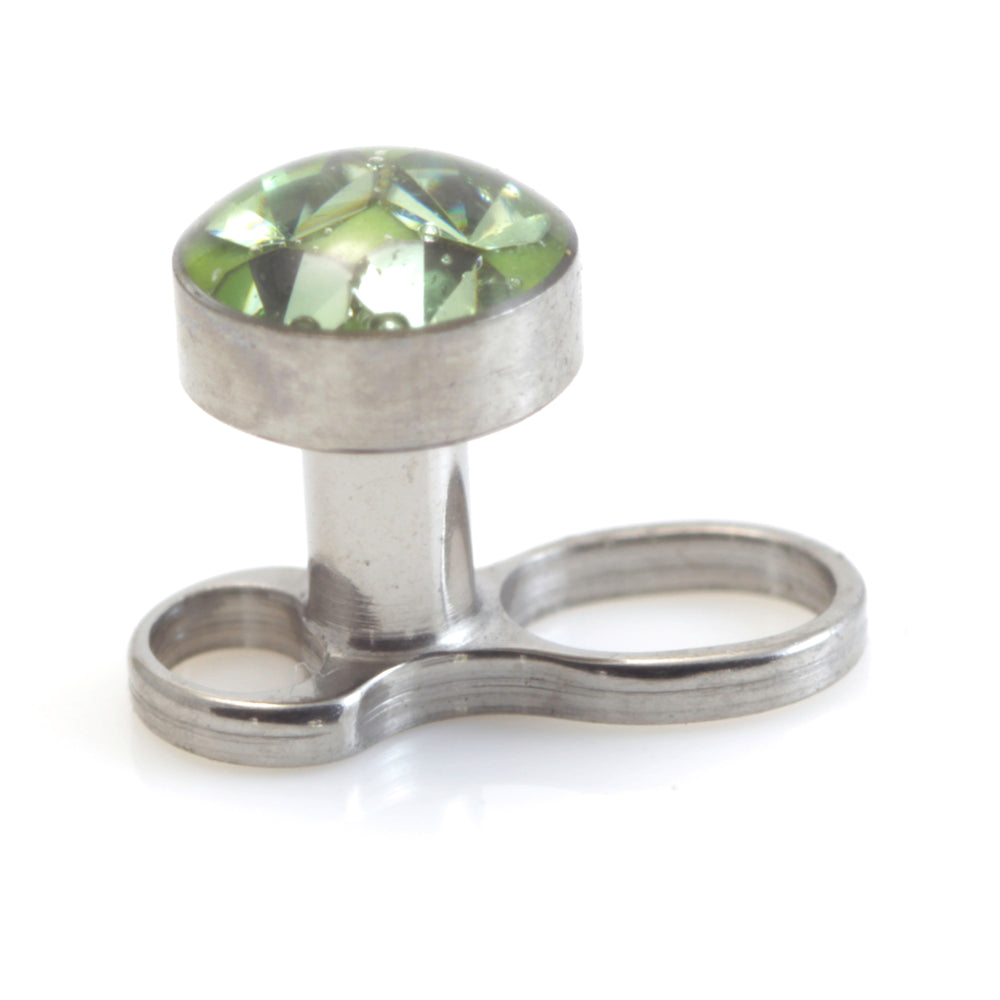 Titanium Internal Thread Micro Dermal Anchor with Multi Gem Disk