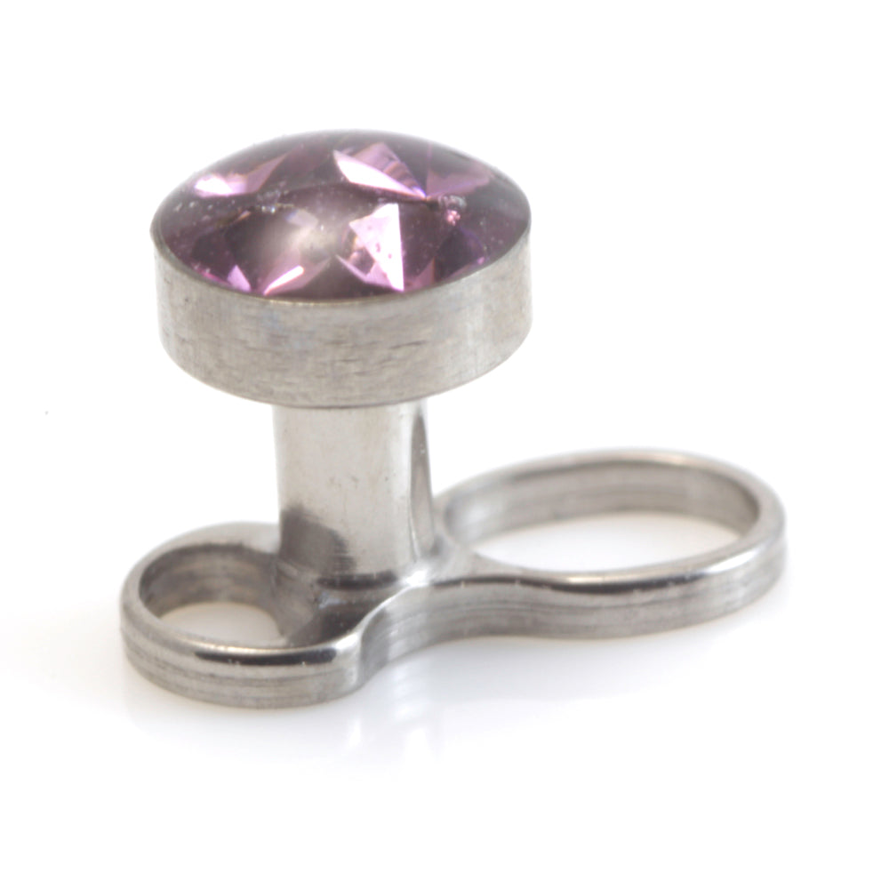 Titanium Internal Thread Micro Dermal Anchor with Multi Gem Disk