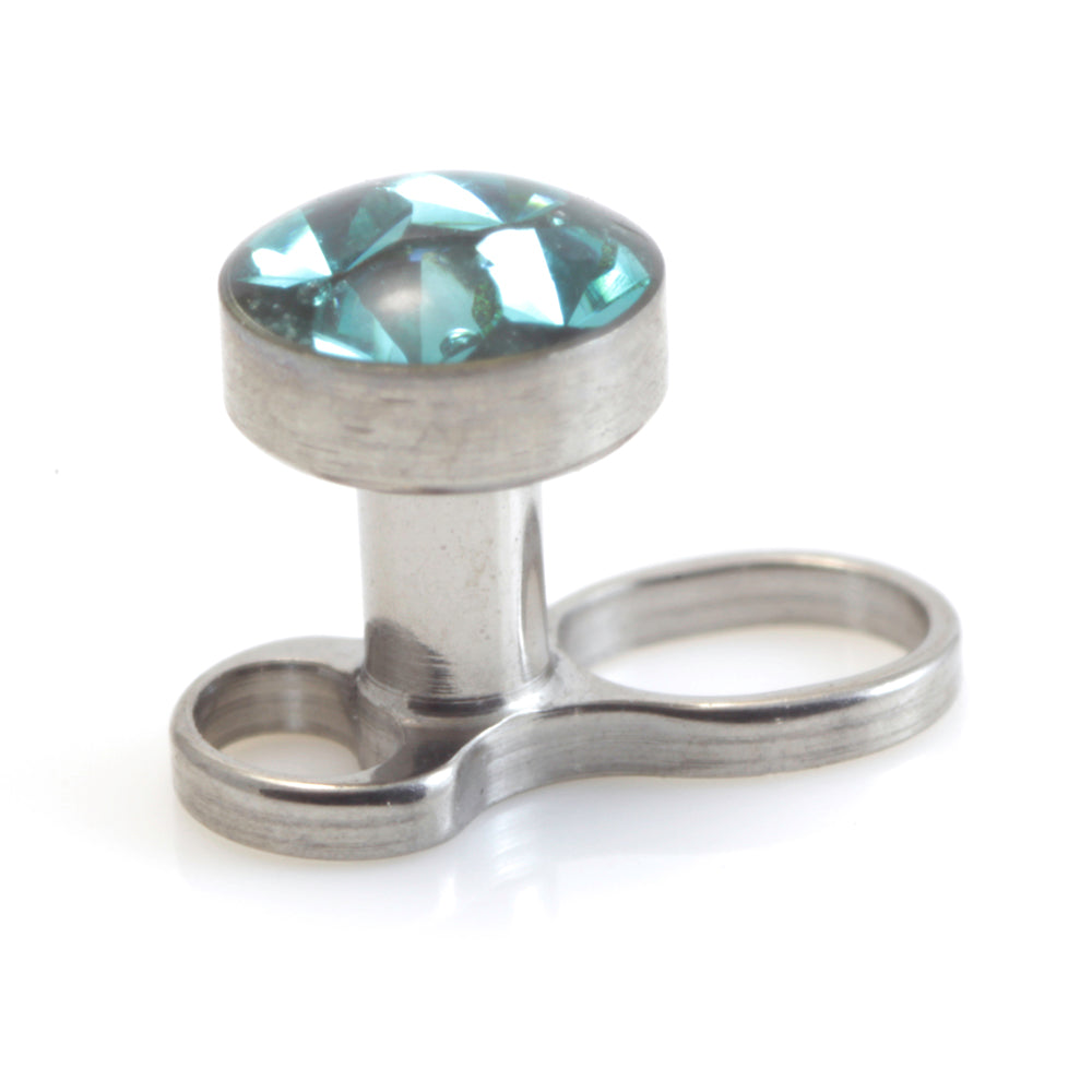 Titanium Internal Thread Micro Dermal Anchor with Multi Gem Disk