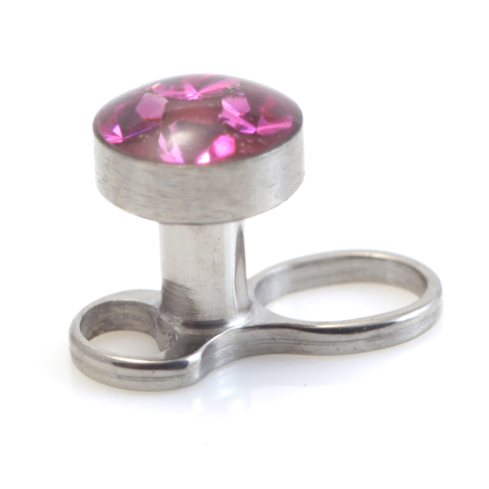 Titanium Internal Thread Micro Dermal Anchor with Multi Gem Disk