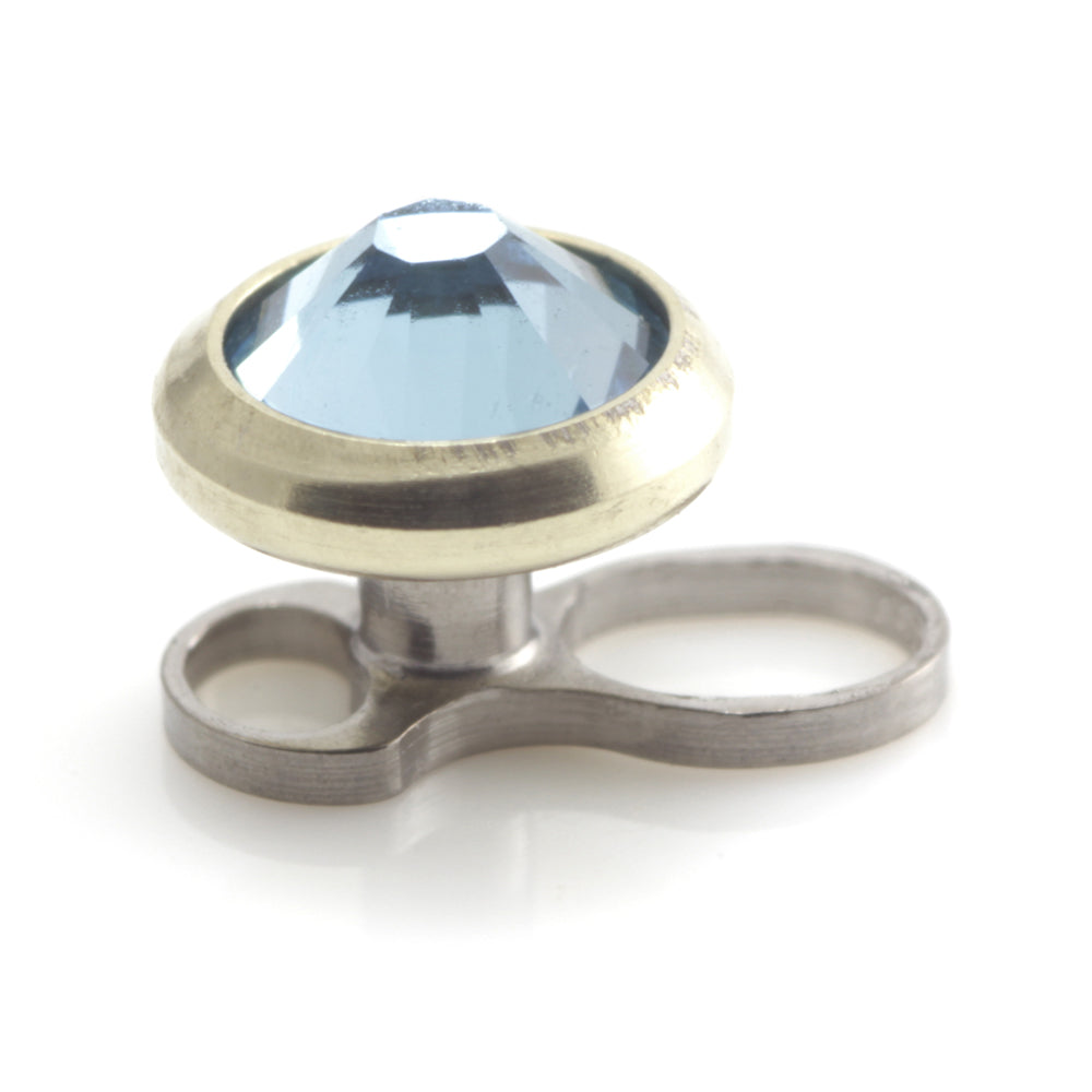 Titanium Internal Thread Micro Dermal Anchor with Zircon Gold Gem Disk