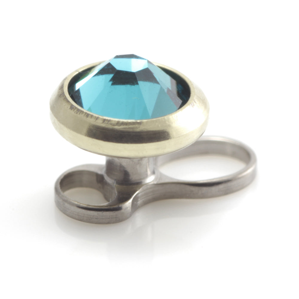 Titanium Internal Thread Micro Dermal Anchor with Zircon Gold Gem Disk