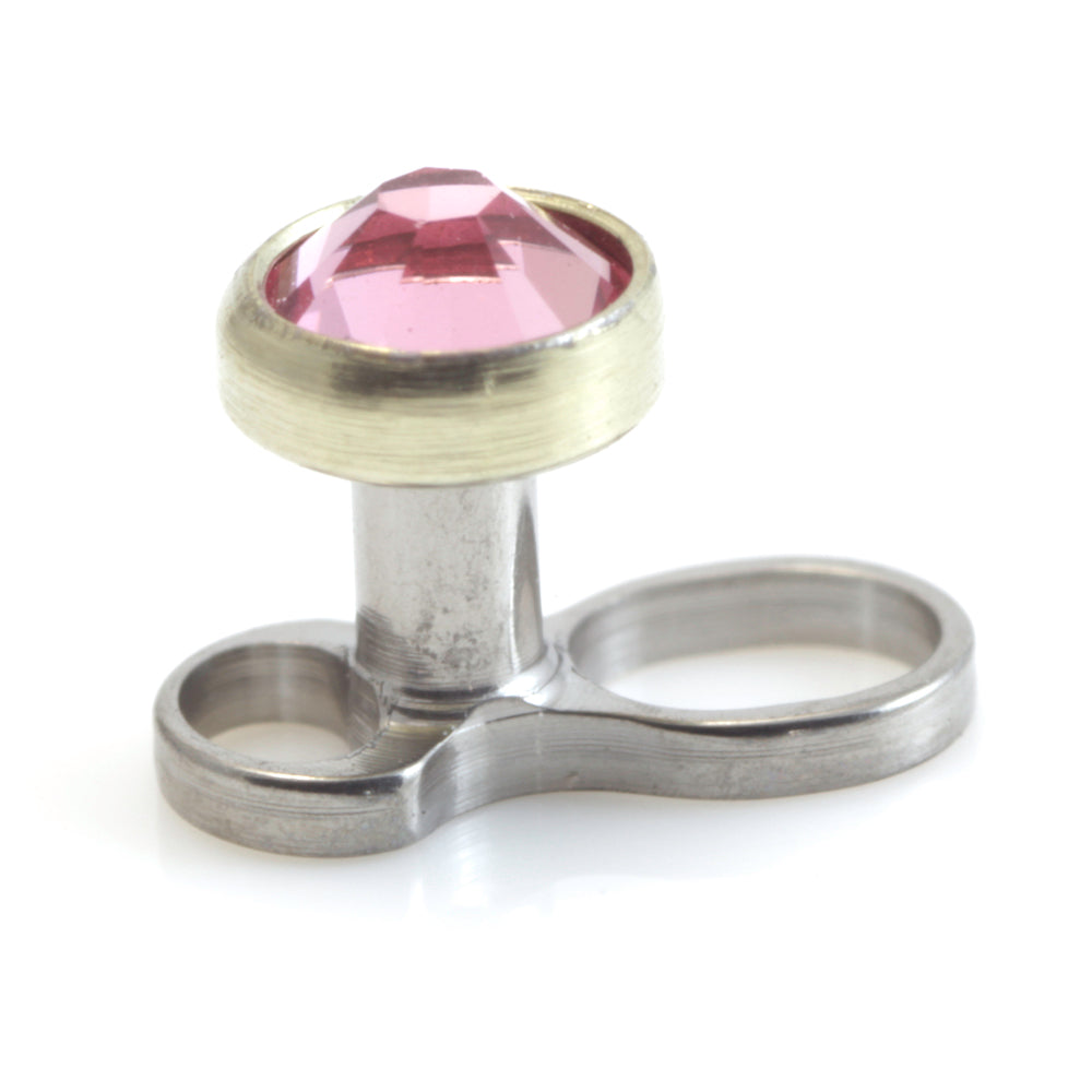 Titanium Internal Thread Micro Dermal Anchor with Zircon Gold Gem Disk
