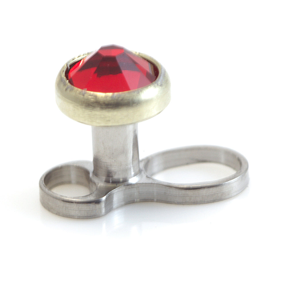 Titanium Internal Thread Micro Dermal Anchor with Zircon Gold Gem Disk