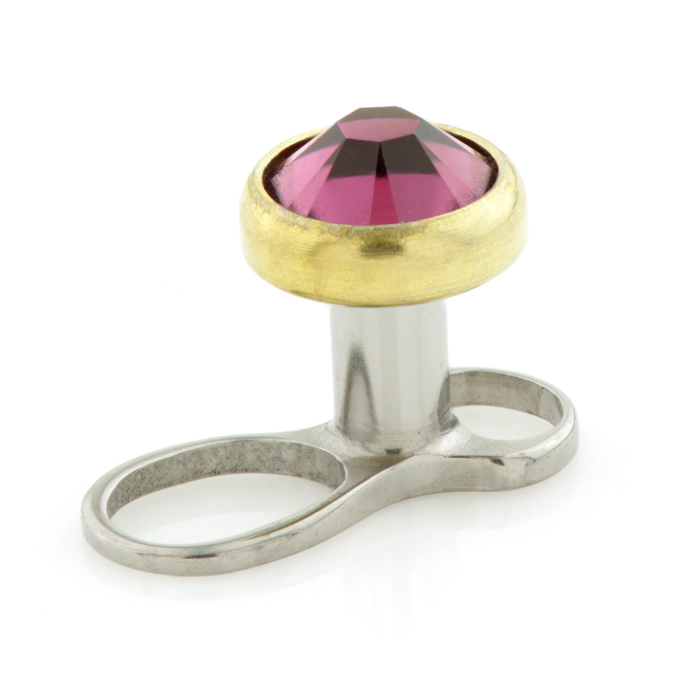 Titanium Internal Thread Micro Dermal Anchor with Zircon Gold Gem Disk