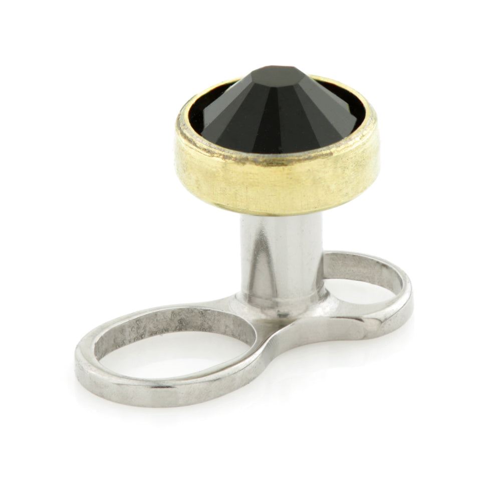 Titanium Internal Thread Micro Dermal Anchor with Zircon Gold Gem Disk