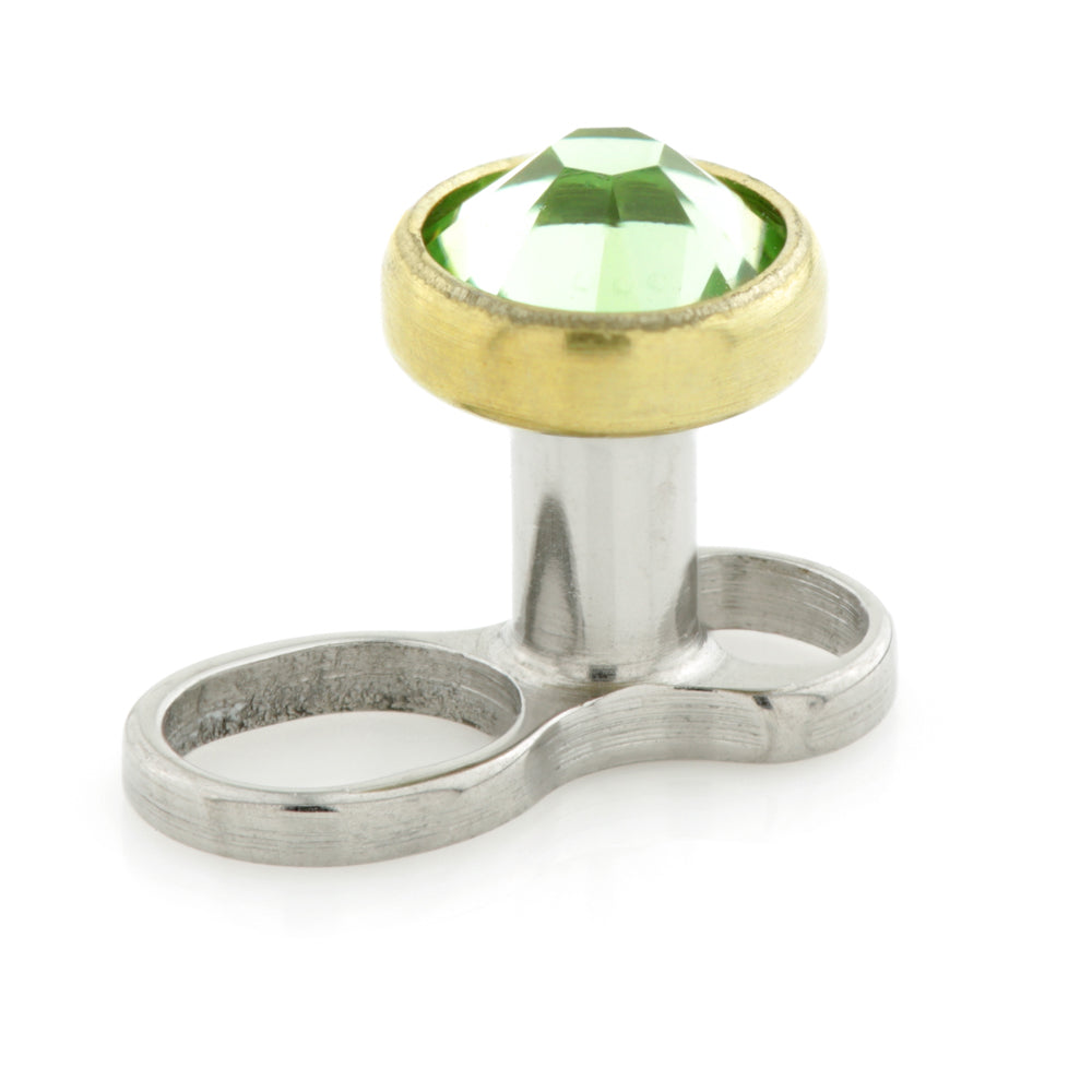Titanium Internal Thread Micro Dermal Anchor with Zircon Gold Gem Disk