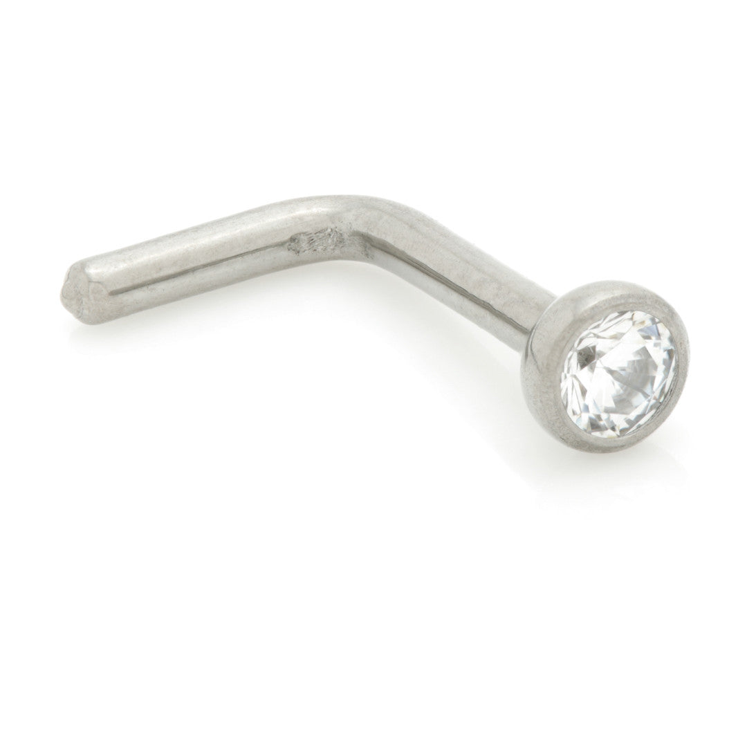 Titanium Jewelled L Shape Nose Stud