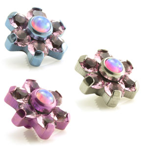 Ti Internal Opal and Gem Micro Flower Attachment (6 petals)