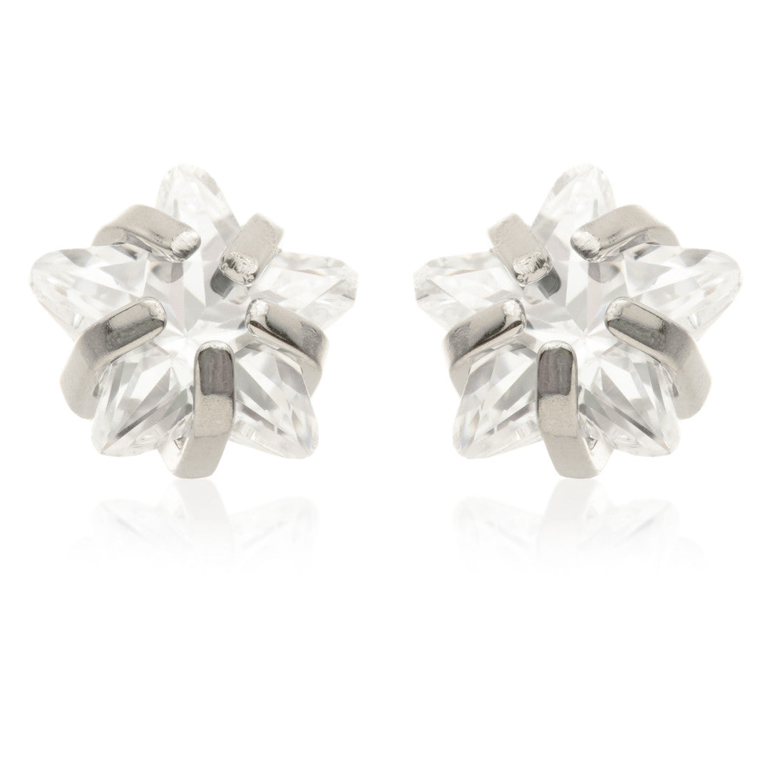 Titanium Prong-Set Jewelled Star Earrings (Pair)
