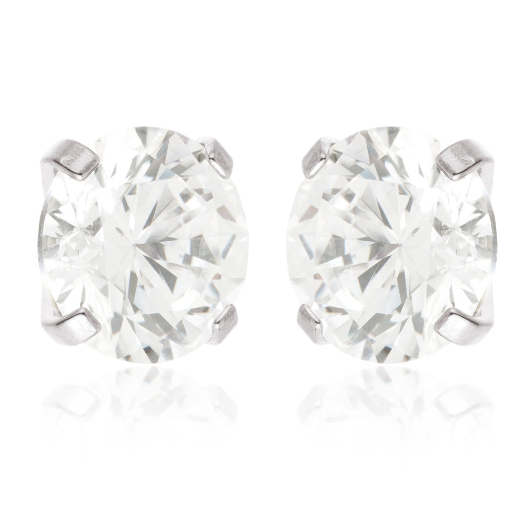 Titanium Prong-Set Jewelled Stud Earrings (Pair)