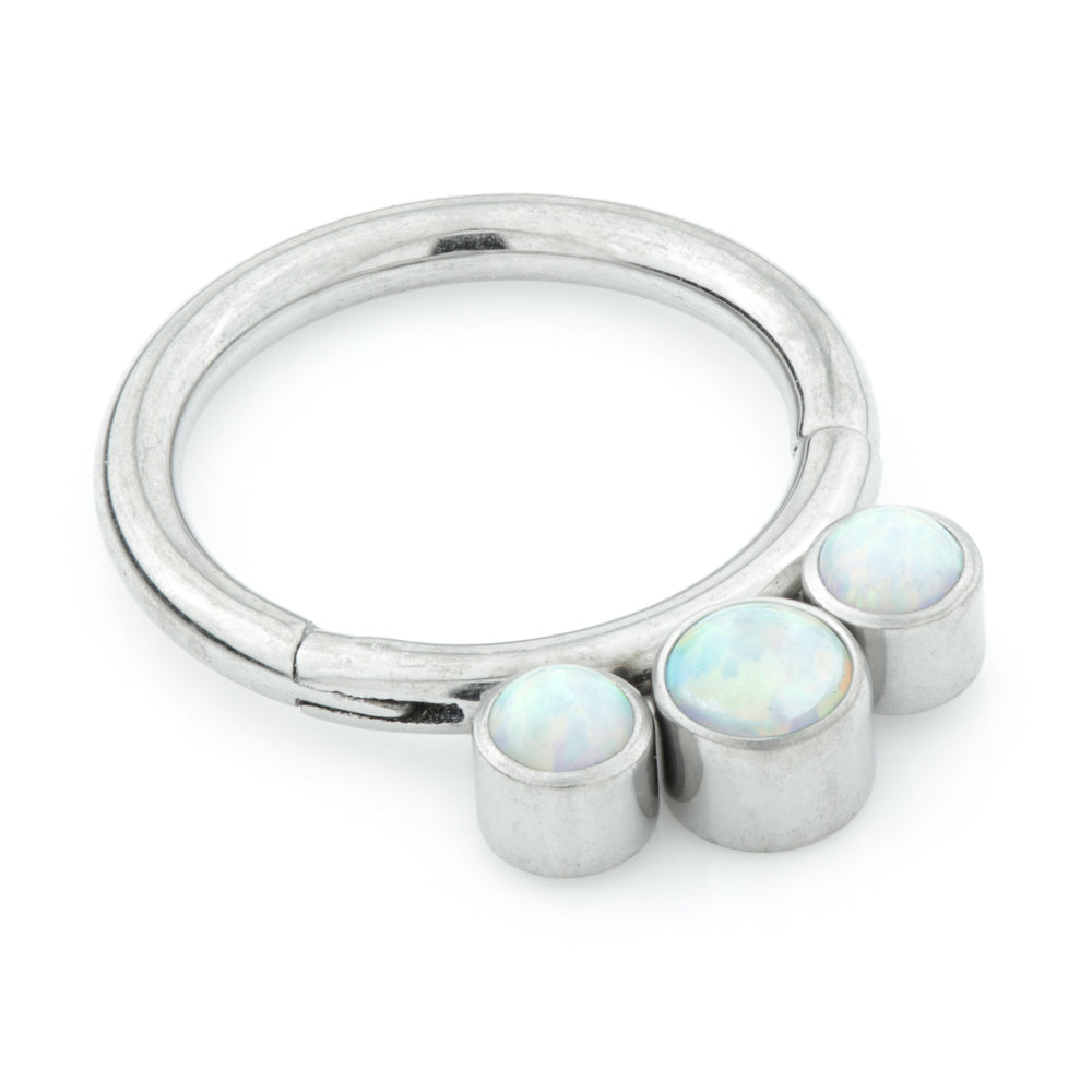 Titanium Tri Opal Hinged Segment Ring