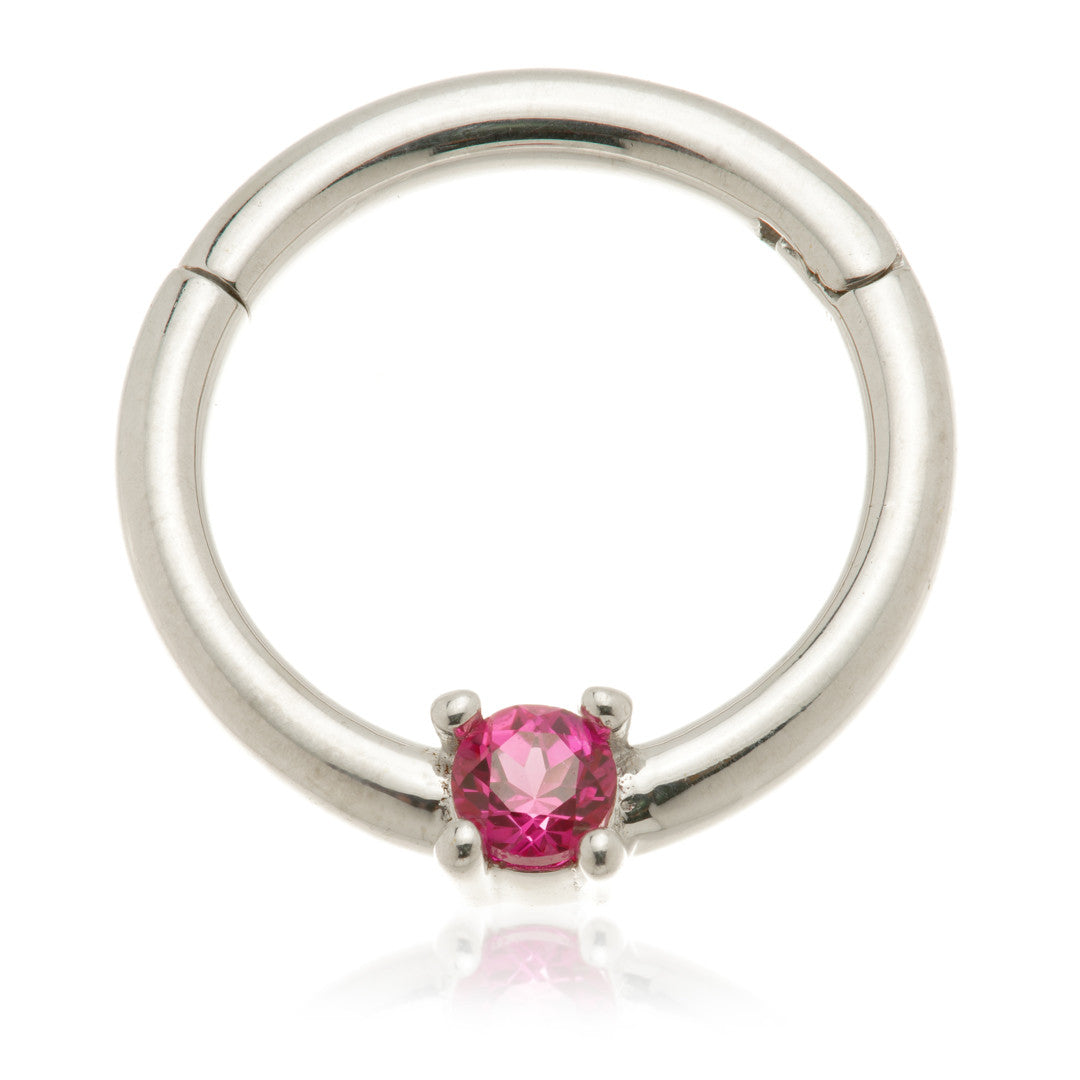 Solid 14ct Gold 2mm Ruby Prong Set Hinge Ring