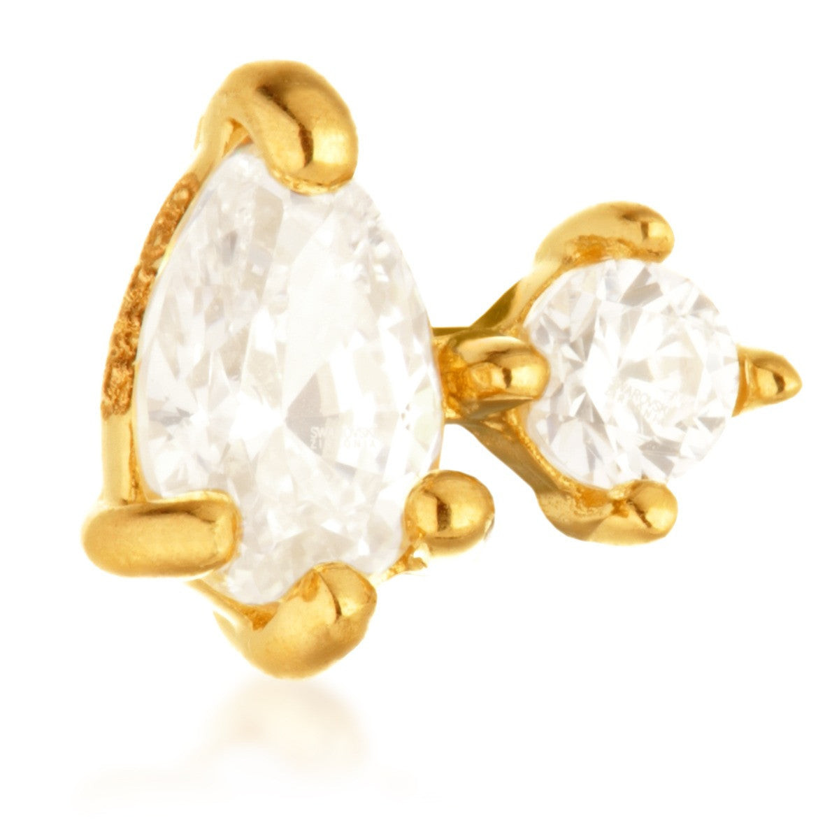 TL - 14ct Threadless Gold Double Gem Pin Attachment