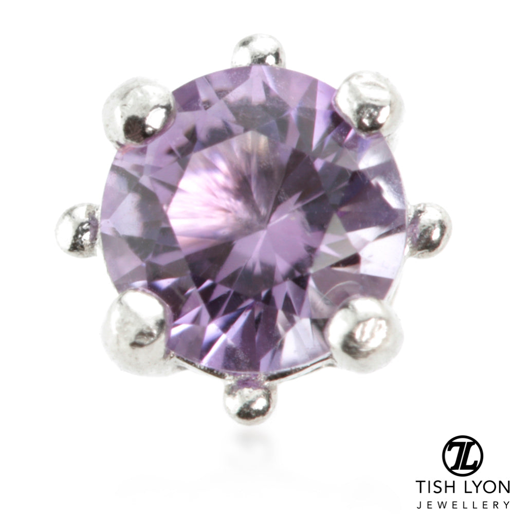 TL - 14ct Gold Facetted Amethyst Prong Microbar