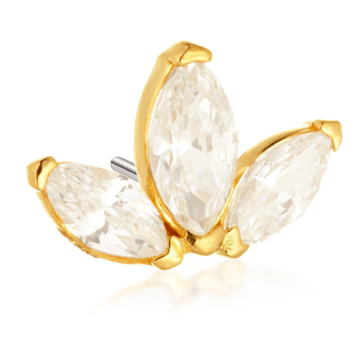 TL - 14ct Threadless Gold Fleur-De-Lis Gem Pin Attachment
