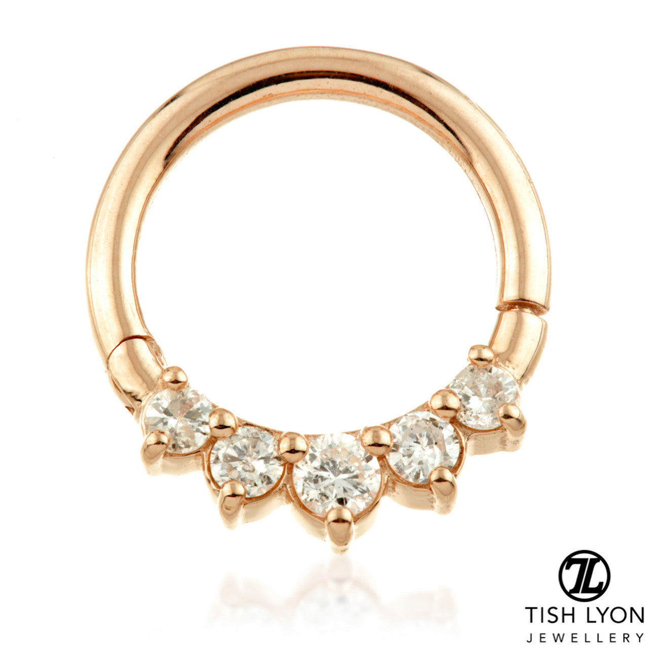 Solid 14ct Gold Front Facing Diamond Hinge Ring