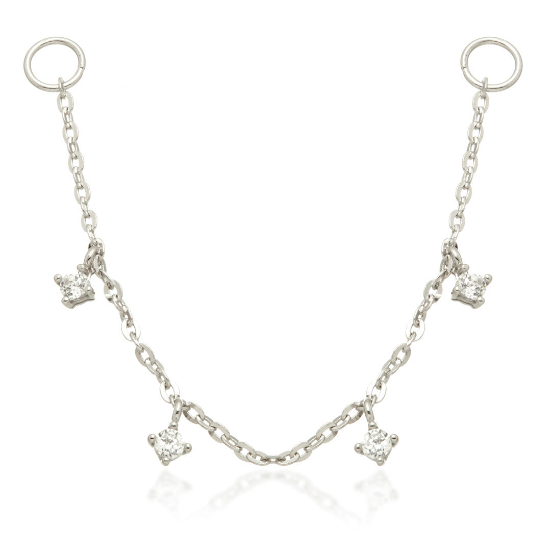 TL - 14ct Gold Hanging Chain Charm with Gems