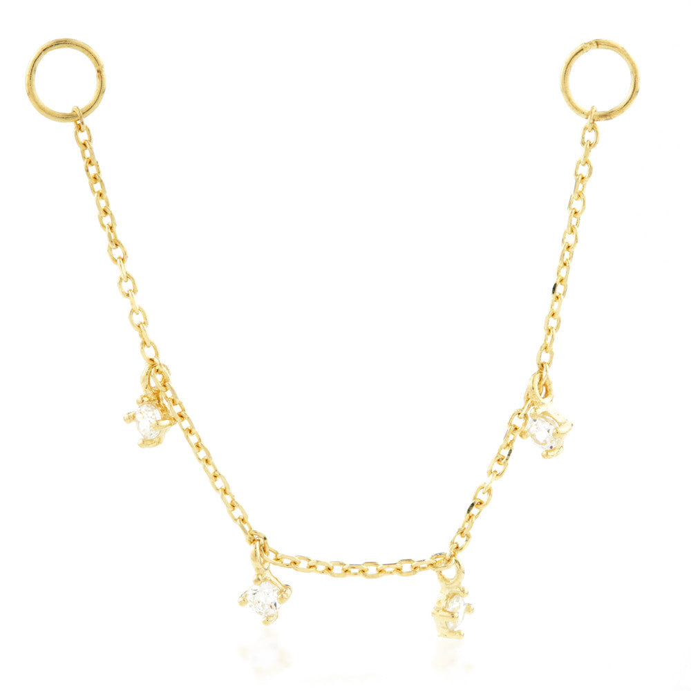 TL - 14ct Gold Hanging Chain Charm with Gems