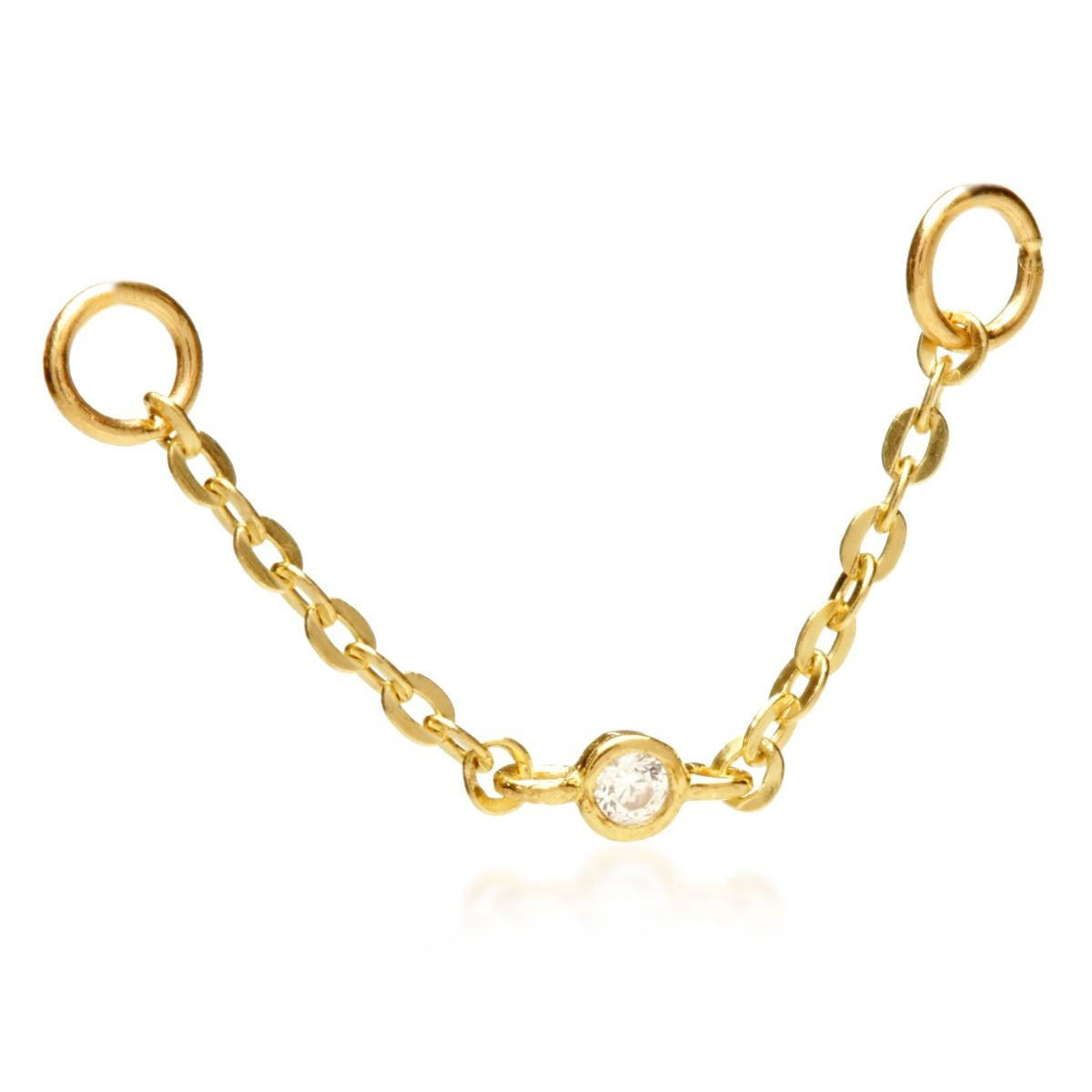 Solid Gold Hanging Chain with Gemstone