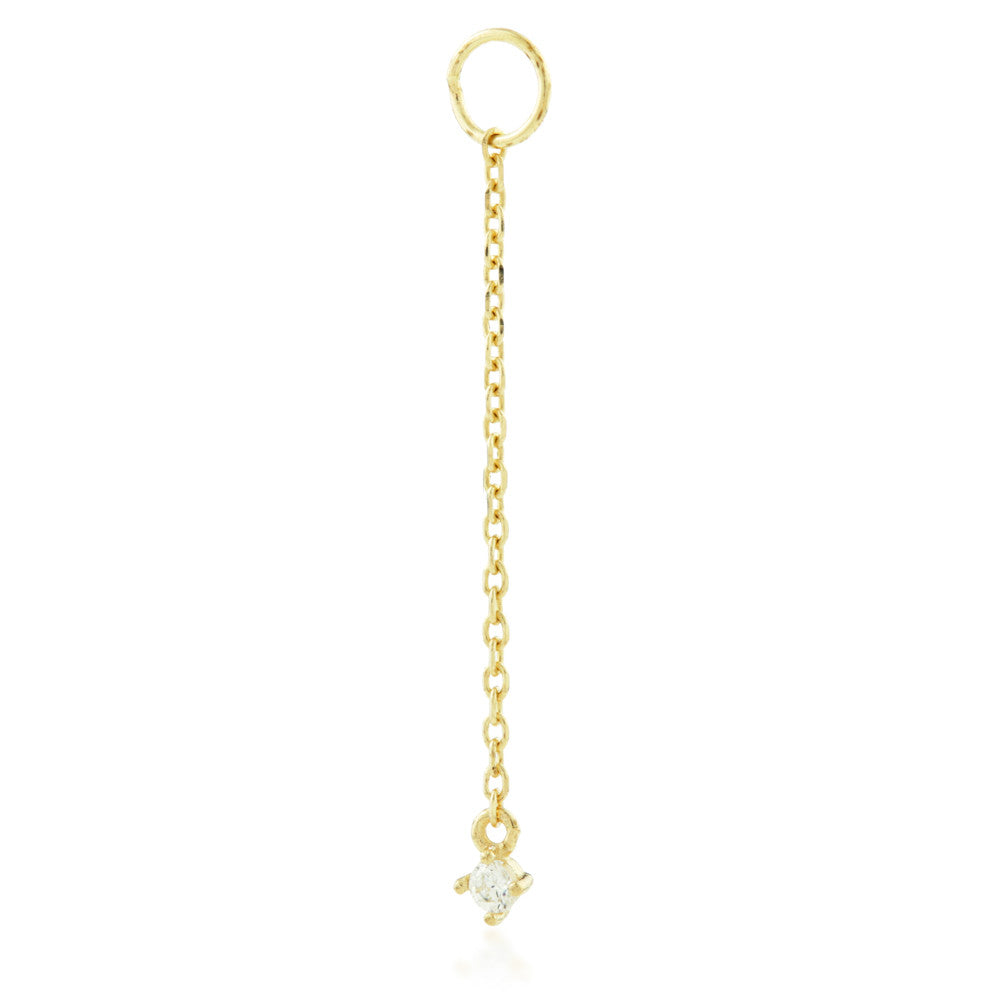 Solid Gold Hanging Gem Chain Charm