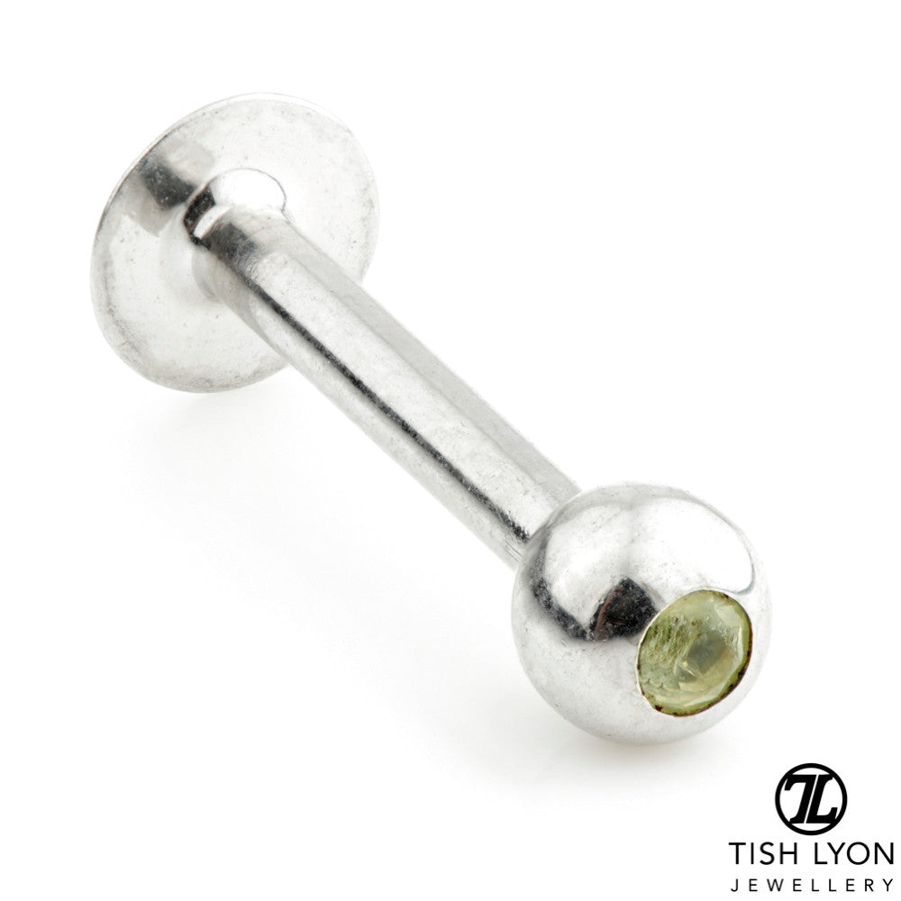TL - 14ct Gold Micro Peridot External Thread Labret