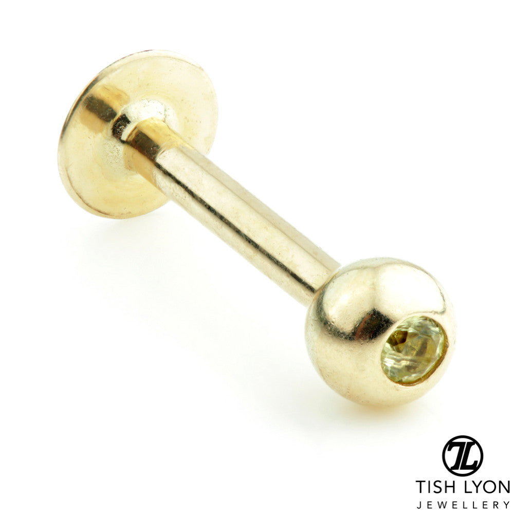 TL - 14ct Gold Micro Peridot External Thread Labret