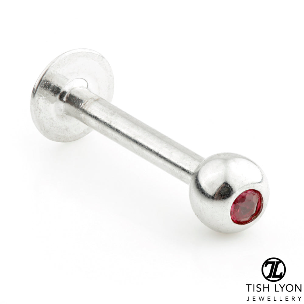 TL - 14ct Gold Micro Ruby External Thread Labret