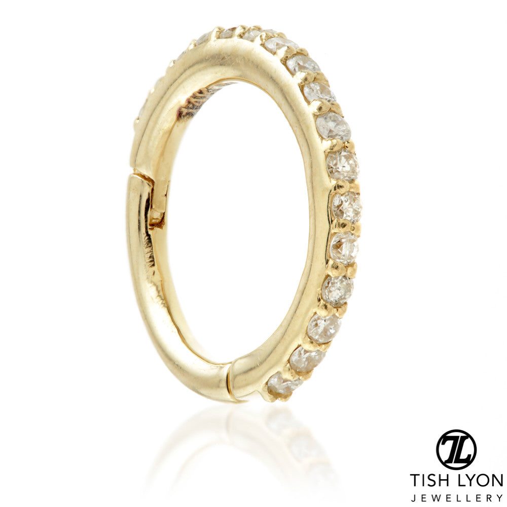Elvina 14ct Solid Gold Diamond Pave Hoop Earring