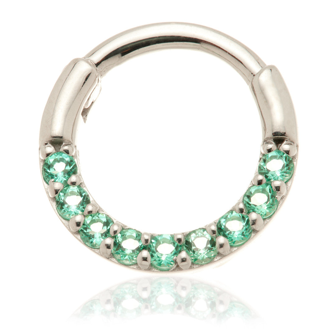 TL - 14ct Gold Pavé Emerald Daith Septum Ring