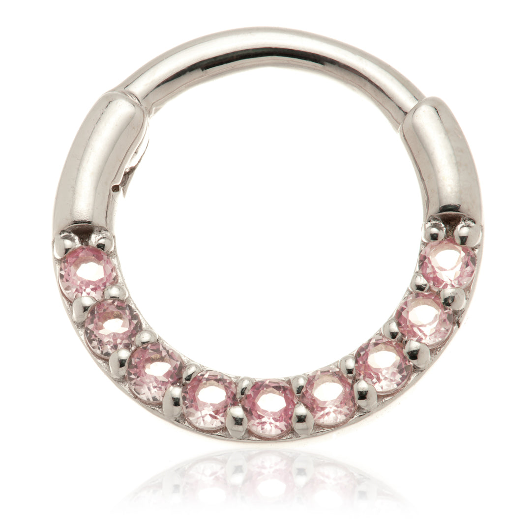 TL - 14ct Gold Pavé Pink Sapphire Daith Septum Ring