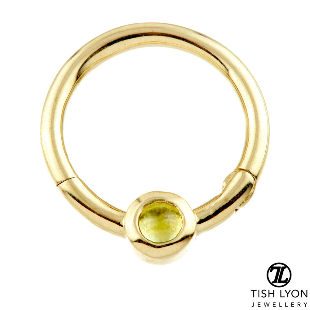 Solid 14ct Gold Peridot Hinge Ring