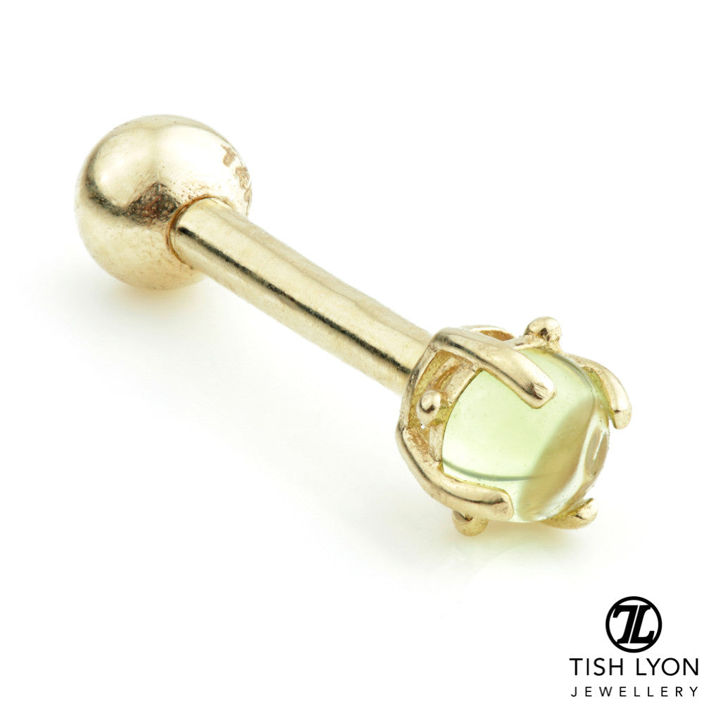TL - 14ct Gold Peridot Prong Microbar