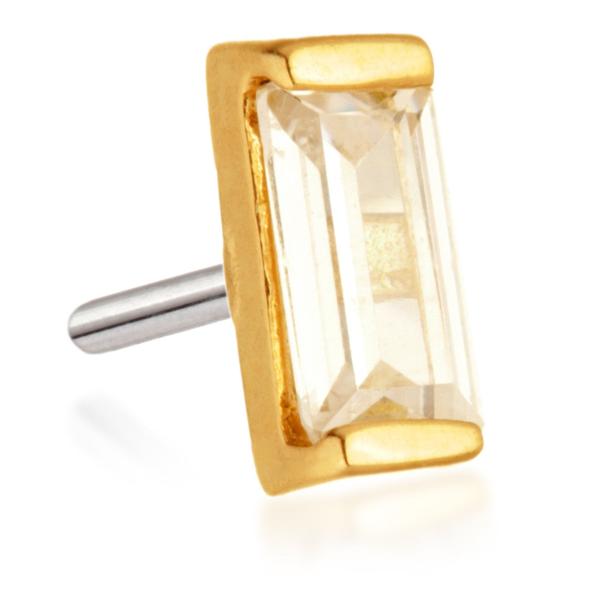 TL - 14ct Threadless Gold Rectangle Gem Pin Attachment