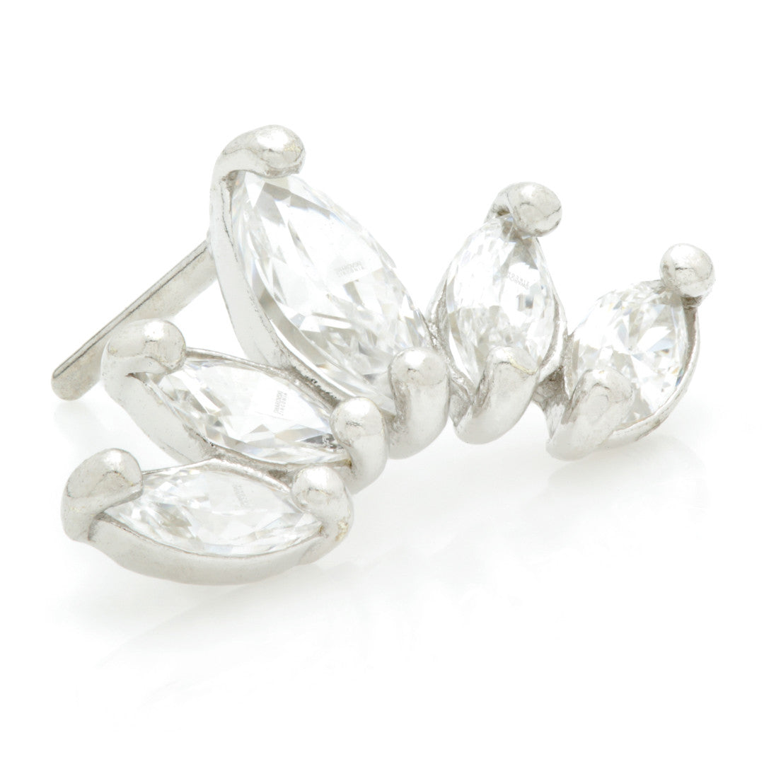 TL - 14ct Gold Threadless Marquise Crescent Gem Pin Attachment