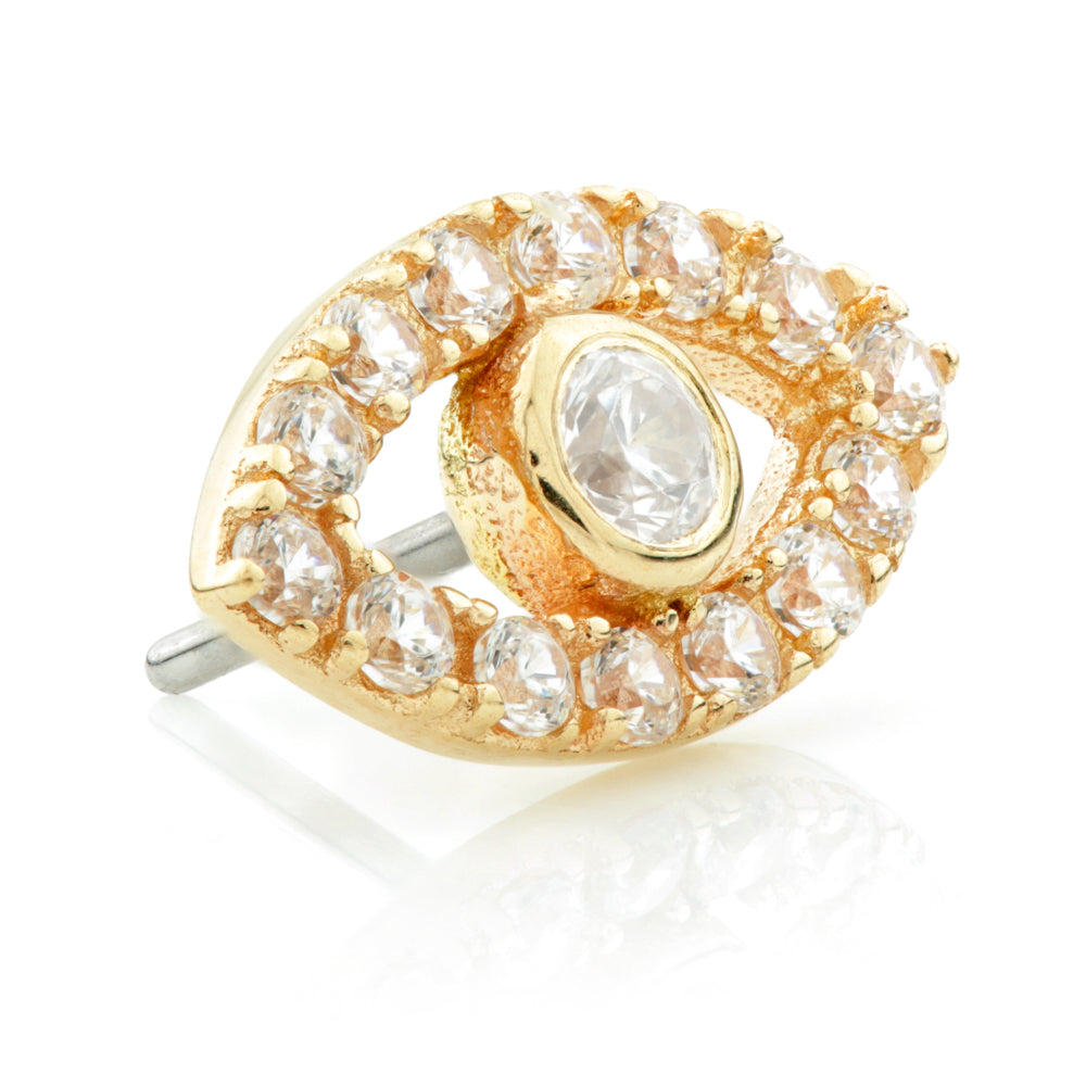 TL - 14ct Gold Threadless Pave Set Eye Attachment