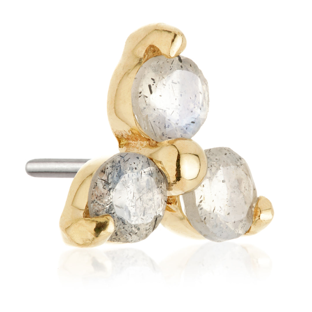TL - 14ct Gold Threadless Trinity Labradorite Pin Attachment