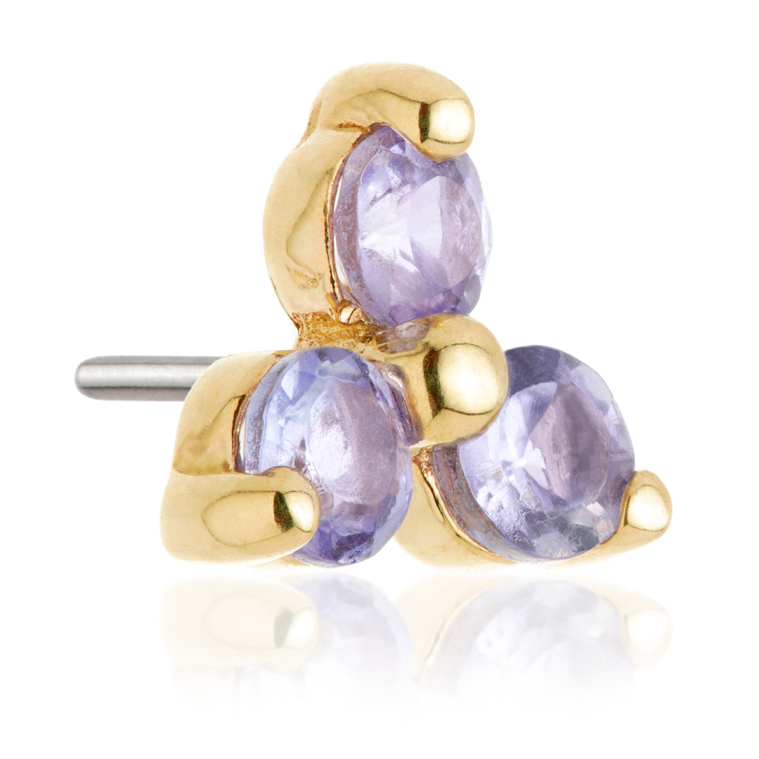 TL - 14ct Gold Threadless Trinity Tanzanite Pin Attachment