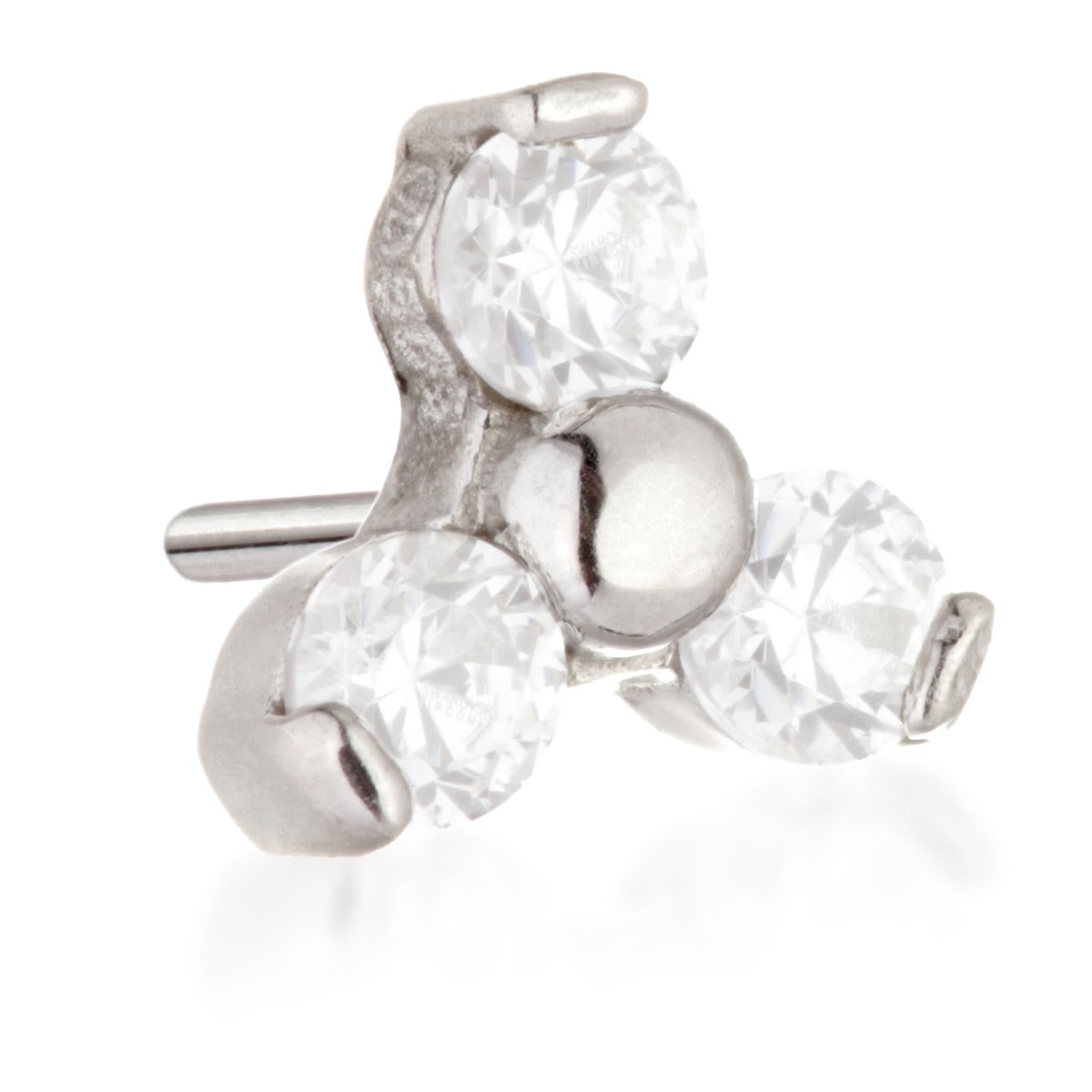 TL - 14ct Threadless Gold Trinity Gem Pin Attachment