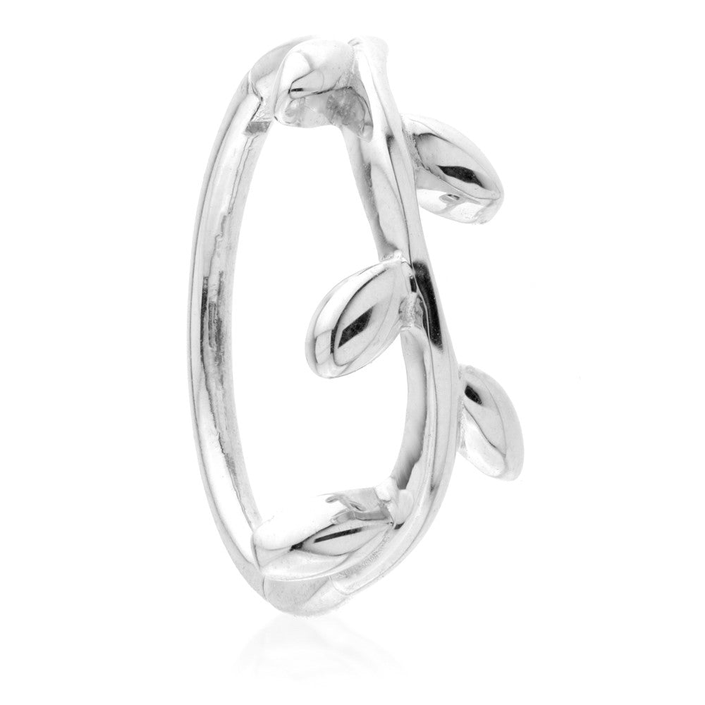 Flora Solid Gold Vine Leaf Hoop Earring