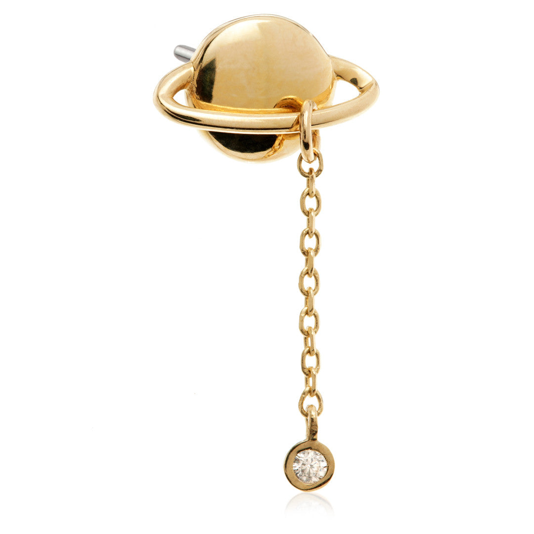 TL - 14ct Saturn with Hanging Gem Pin Attachment