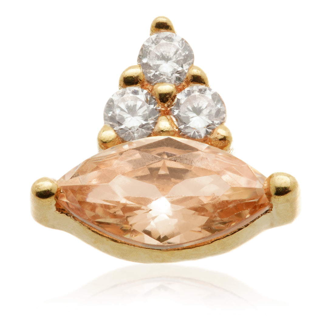 TL - 14ct Solid Gold Internal Marquise with Triple Gem Attachment