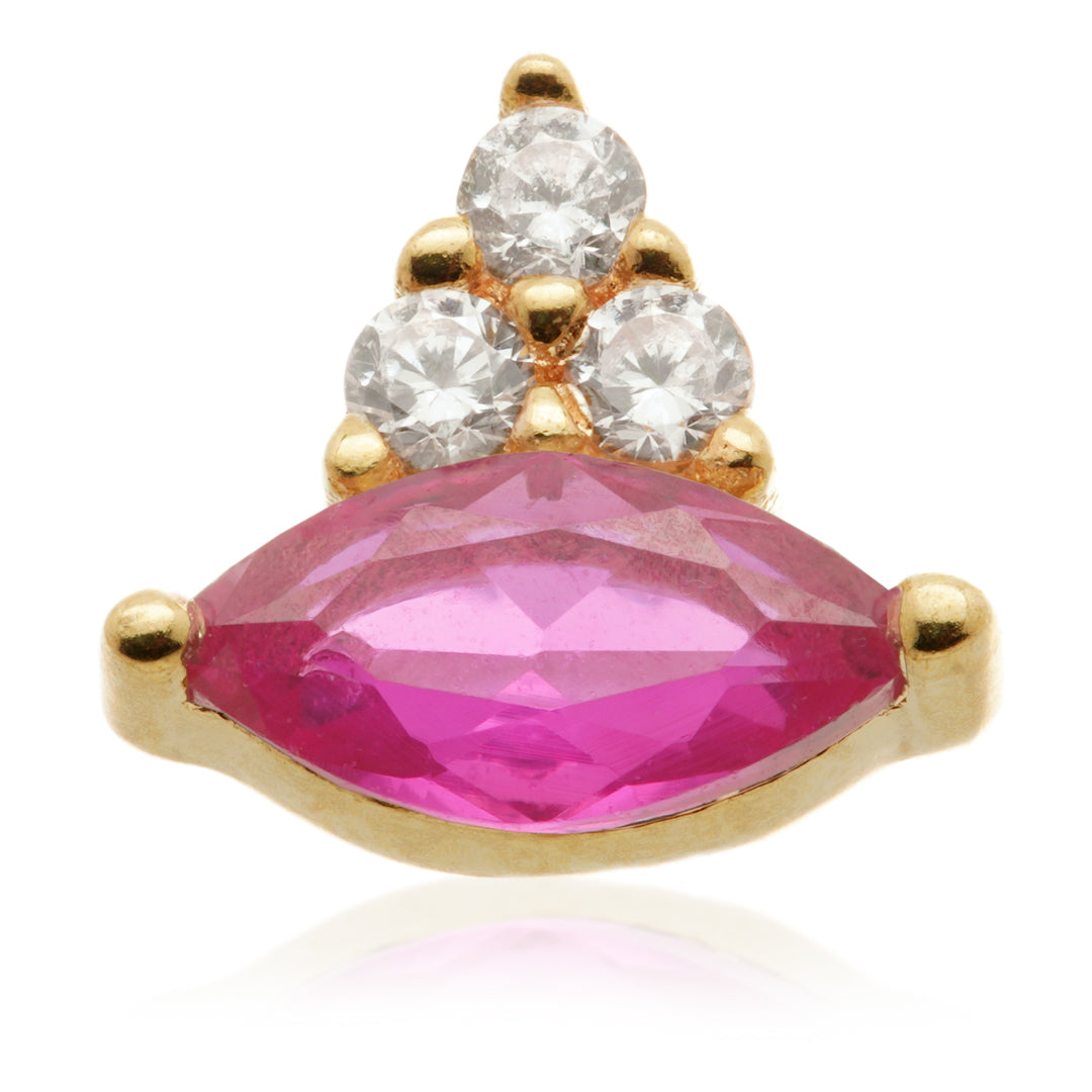TL - 14ct Solid Gold Internal Marquise with Triple Gem Attachment