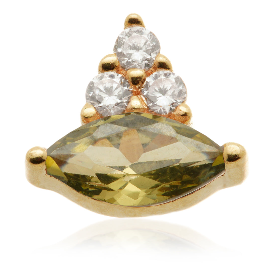 TL - 14ct Solid Gold Internal Marquise with Triple Gem Attachment