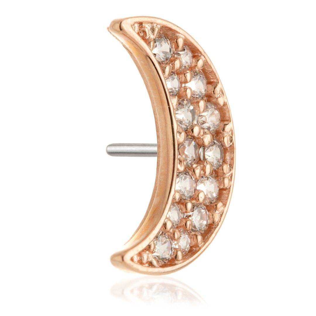 TL - 14ct Solid Gold Threadless Jewelled Crescent Moon Attachment