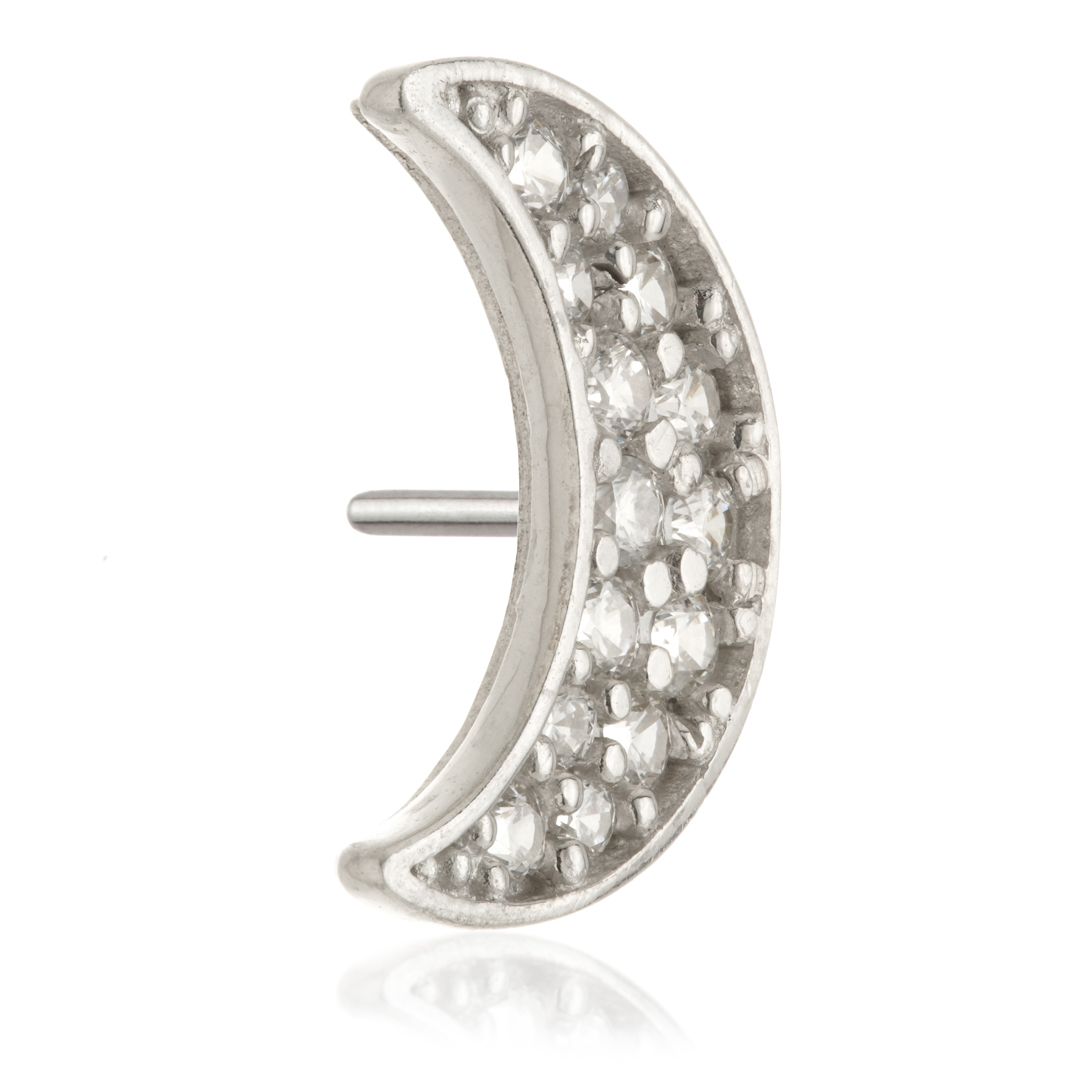 TL - 14ct Solid Gold Threadless Jewelled Crescent Moon Attachment