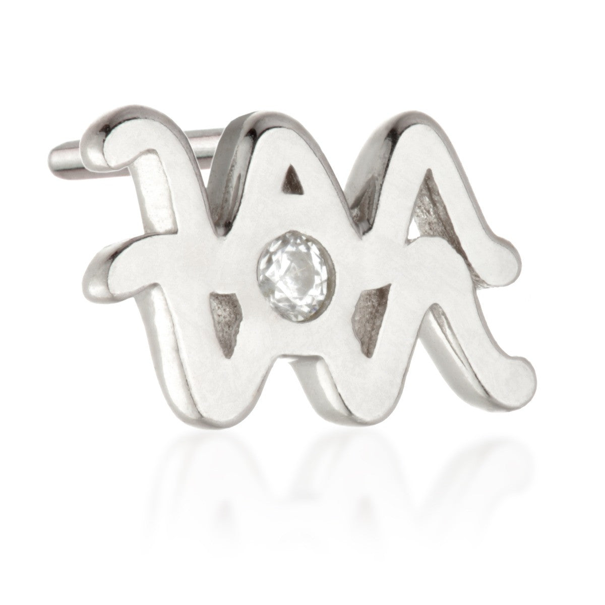 Aquarius Threadless Jewelled Zodiac Pin Attachment